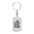 thumbnail image 1 of Christ Faith Over Fear Christian Stainless Steel or 18k Gold Premium Swivel Dog Tag Keychain, 1 of 10