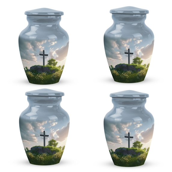 Christ Garden Tree Background - Cremation Urn For Human Ashes - Small Urn For Human Ashes - Urn For Ashes For Women - Ash Holder (Size-3inch,4pcs)