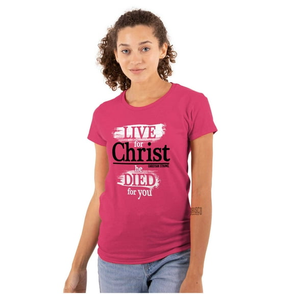 Christ He Died For You Womens Slim Fit Graphic Tee Brisco Brands S