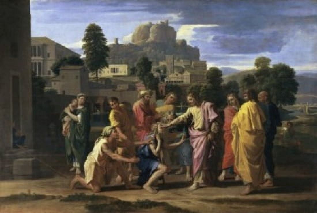 Christ Healing the Blind 17th Century Nicolas Poussin (1594-1665French) Musee du Louvre Paris Canvas Art - Nicolas Poussin (24 x 36)