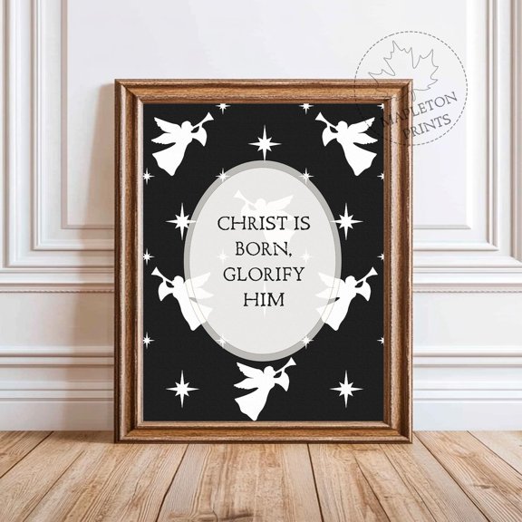 Christ Is Born Angel Christian Wall Art Scripture Unframed Paper Print