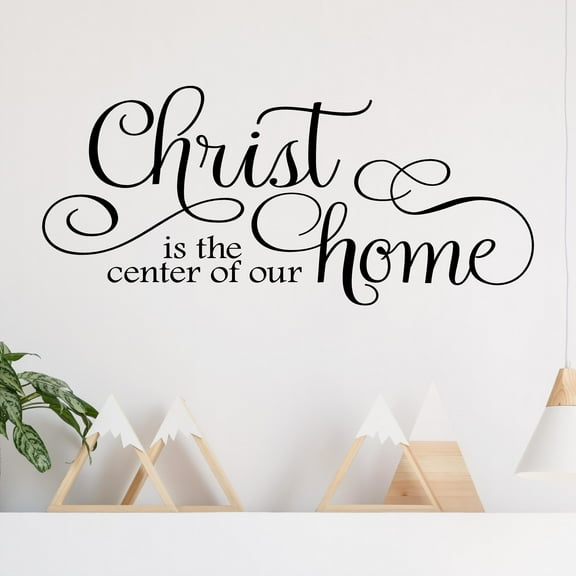 Christ Is The Center Of Our Home Vinyl Lettering Wall Decal Sticker Scripture Bible Spiritual Decals - Size: 12.5"H x 28"L - Color: Black