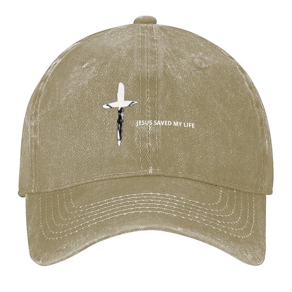 Christ JESUS SAVED MY LIFE Print Vintage Wash Dad Hat Adjustable Curved Brim Baseball Cap,Casual Outdoor Sports Fishing Cap for Men and Women