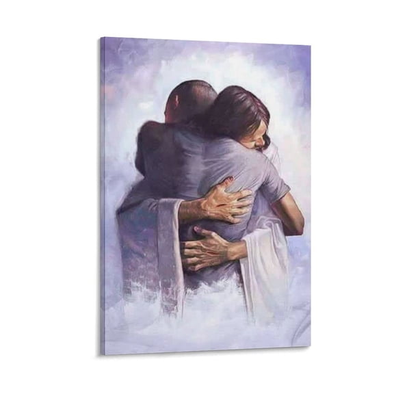 Christ Jesus Hugging Man Wall Art Decor Jesus Healing Man Bible Canvas Painting Canvas Art Poster and Wall Art Picture Print Modern Family bedroom Decor Posters 12x18inch(30x45cm)