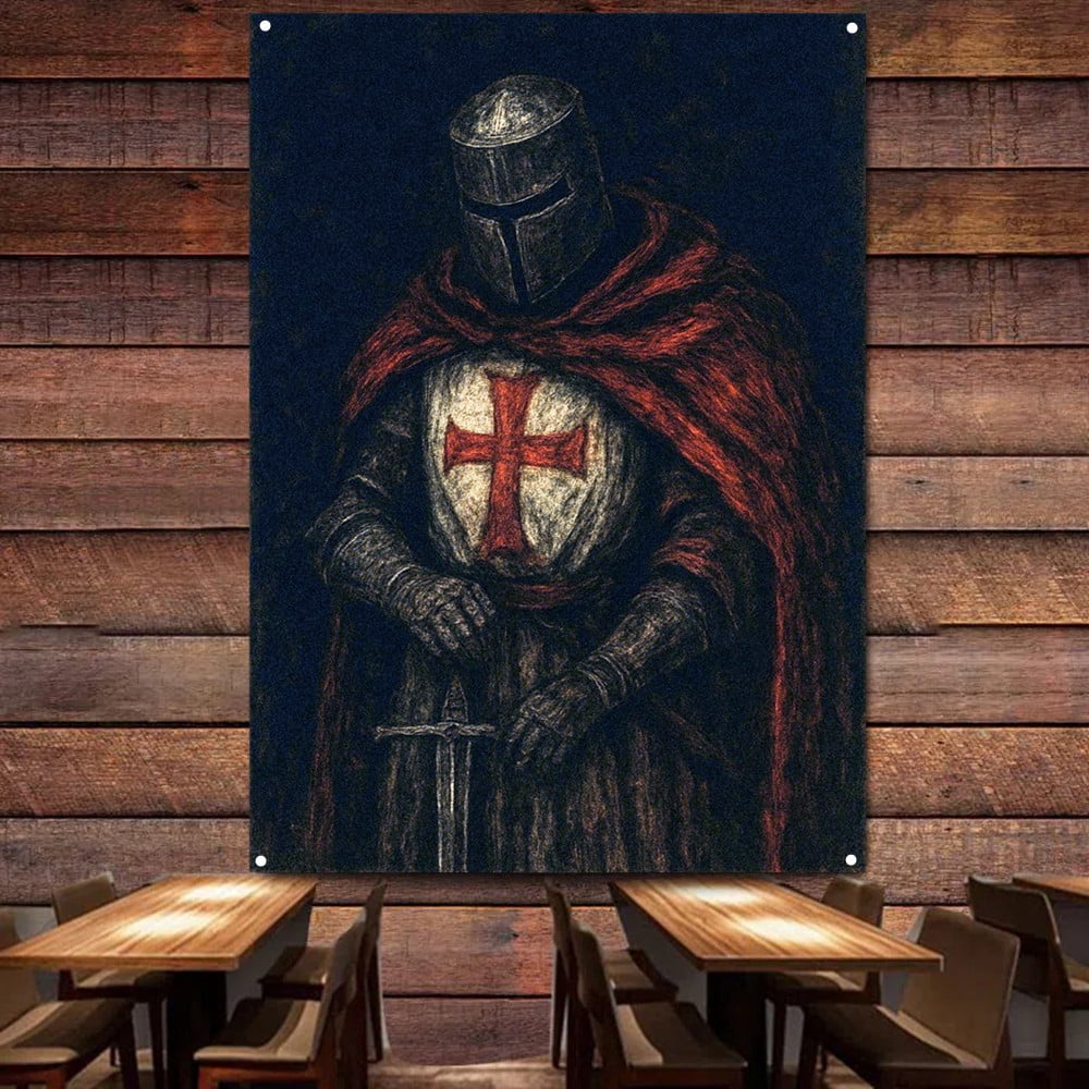 Christ Jesus Knights Templar Art Banner Wall Hanging Flag Vintage ...