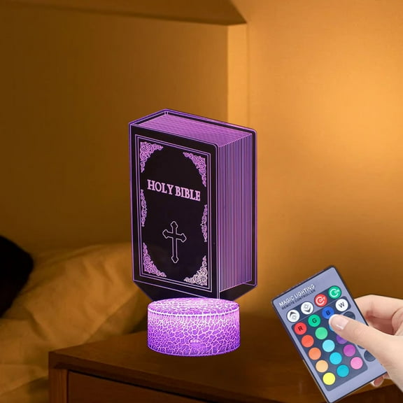 Christ Jesus Statue 3D LED Optical Illusion Sleep Night Light with Remote Bedroom Decor Table Lamp Birthday Xmas Easter Christian Gifts for Religious Women Men Commemorate Present