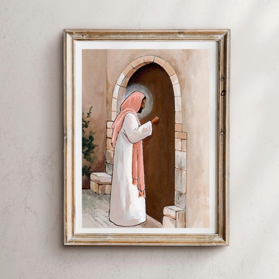 Christ Knocking Poster, "I Stand At The Door" for Living Room Bedroom Study and Entryway and Coordinated Interior Gallery Display