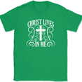 thumbnail image 1 of Christ Lives In Me T-Shirt Christian Worship Praise Jesus Bible Tee - Green, 3XL, 1 of 1