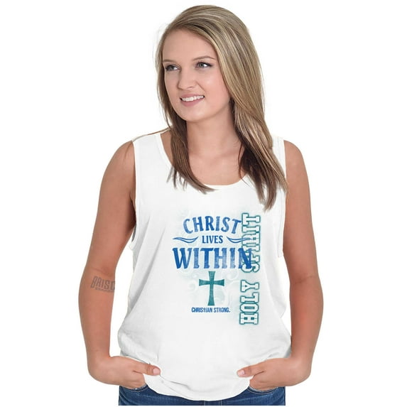 Christ Lives Within Holy Spirit Tank Top Tee Shirt Women Brisco Brands S