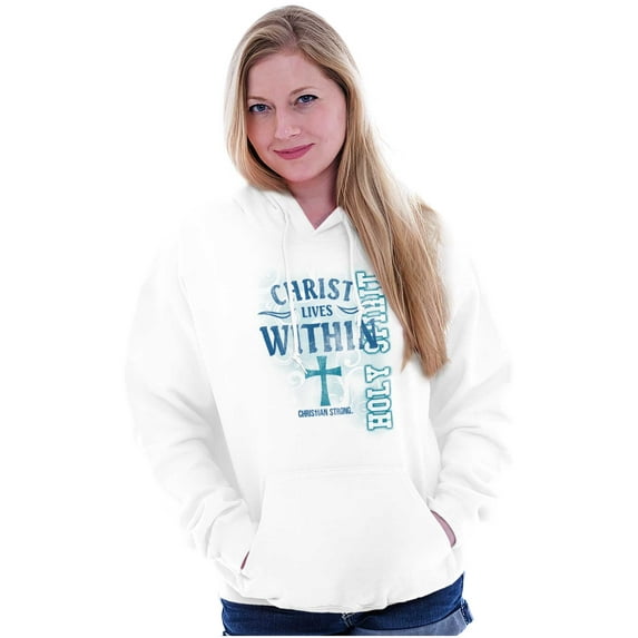 Christ Lives Within Holy Spirit Women Plus Size Graphic Pullover Hoodie Brisco Brands 4X