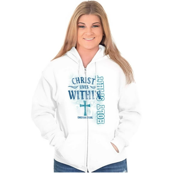 Christ Lives Within Holy Spirit Zip Hoodie Sweatshirt Women Brisco Brands S