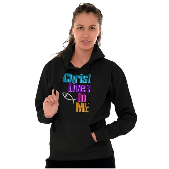 Christ Lives in Me Christian Faith Hoodie Sweatshirt Women Brisco Brands S