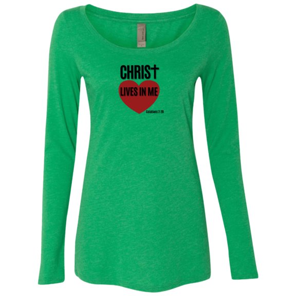 Christ Lives in Me Ladies Triblend Long Sleeve Tee
