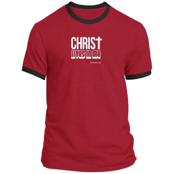 Christ Lives in Me Men’s Ringer Tee
