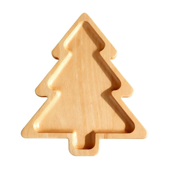 Mas Shaped Wooden Snack Tray Festive Serving Platter For Holiday Parties Xmas Dessert & Candy Holder Natural Food Dish Ideal For Home/Party Use Fruit Plate Home Decor