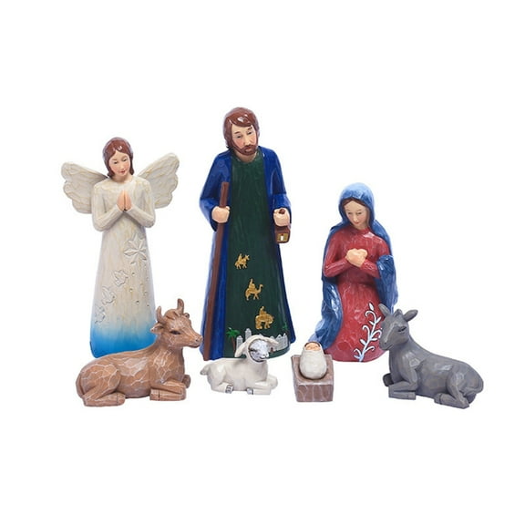 Christ Nativity Statue Scene Set Baby Jesus Manger Statue Ornament Kit