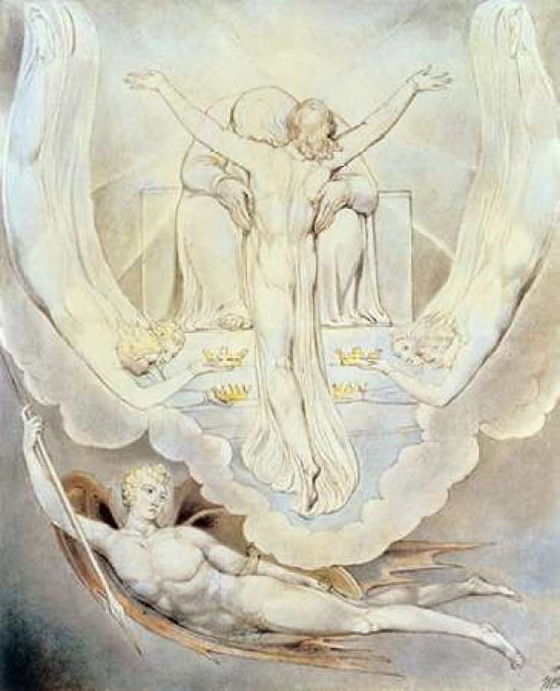 Christ Offers to Redeem Man Canvas Art - William Blake (24 x 30)