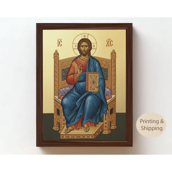 Christ Pantocrator Icon Byzantine Jesus Art Orthodox Christian Wall Decor Religious Unframed Paper Print