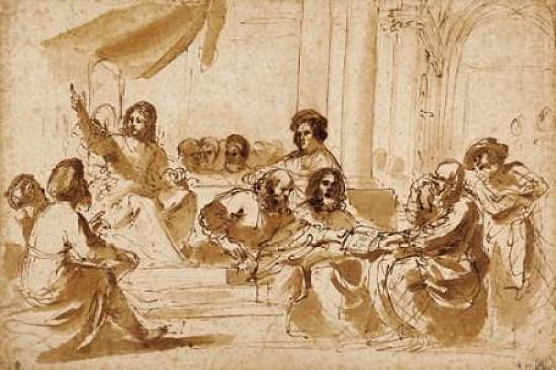 Christ Preaching in the Temple Canvas Art - Giovanni Francesco Barbieri (24 x 36)