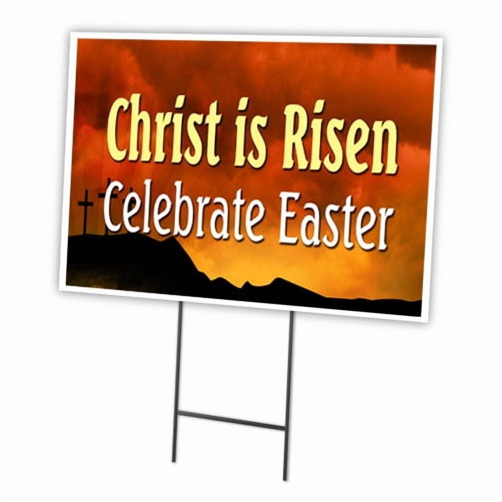 CHRIST IS RISEN CELEBRATE EASTER 12"x16" Yard Sign & Stake outdoor plastic | Advertise Your Business | Stake Included Image On Front Only | Made in The USA
