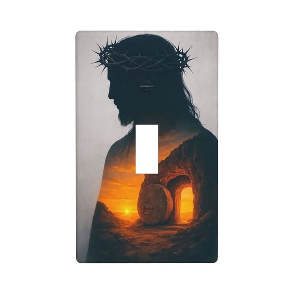 Christ Is Risen. Single Toggle Light Switch Plates Outlet Covers Decorative Electrical Wall Plate 1 Gang Receptacle Switchplate Decorate Plug Cover For Bathroom Bedroom 4.5 * 2.76 Inch