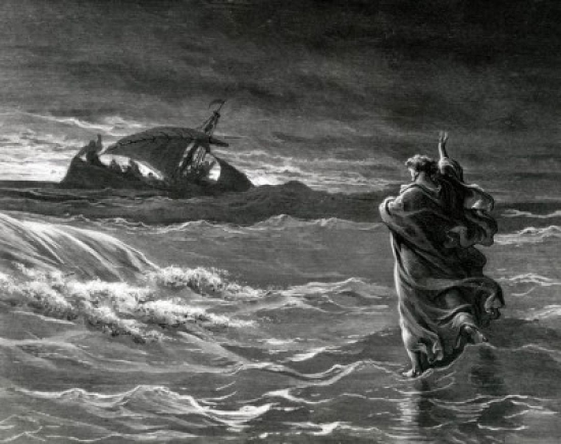 Christ Stilling Tempest Gustave Dore (1832-1883 French) engraving (1832-1883) Canvas Art - Gustave Dore (24 x 36)
