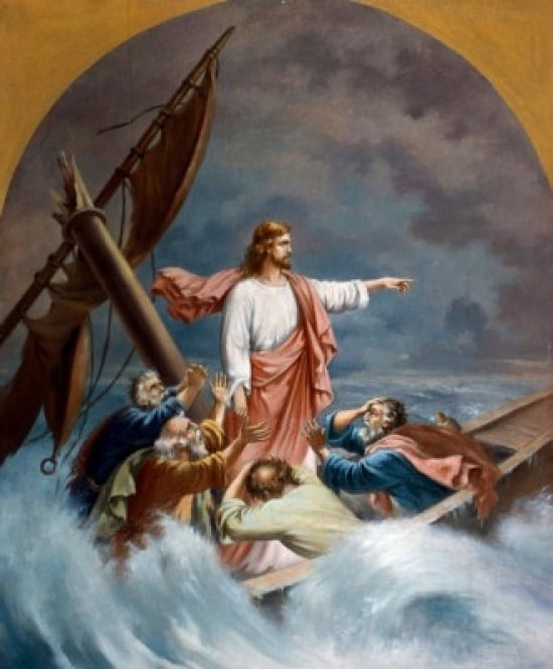 Christ Stilling the Tempes by Anker Lund (1840-1922 ) Canvas Art - Anker Lund (24 x 36)
