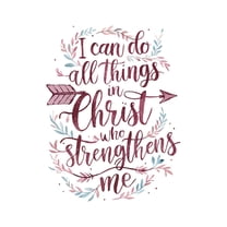 Christ Who Strengthens Me Empowering Fortifying Inspiring Faithful Religious Wall Art Sticker Designs Vinyl Stickers For Home House Walls Rooms Windows Bedroom Decoration Size (12x12 inch)
