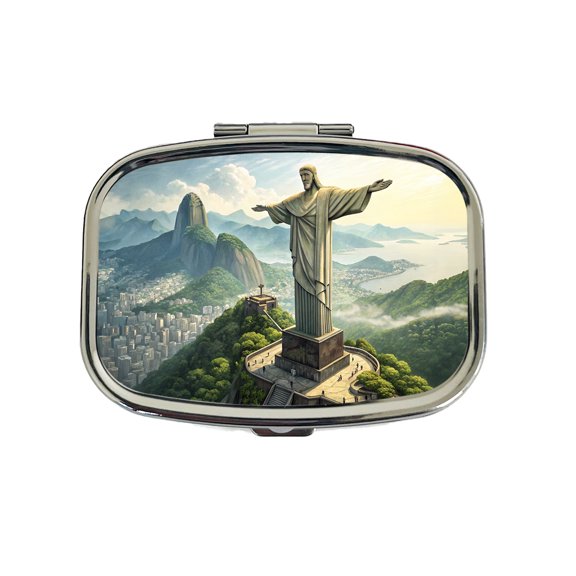 Christ The Redeemer Statue Rio De Janeiro Brazil Small Travel Handbag Pill Box Case
