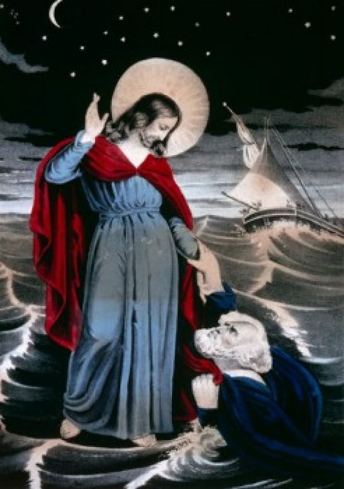Christ Walking on the Sea Currier and Ives color lithograph (1857-1907) Washington DC Library of Congress Canvas Art - Currier & Ives (18 x 24)