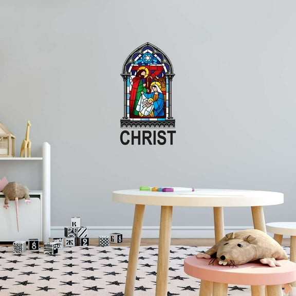 Christ Wall Decal Religious Jesus Christ Wall Decal Vinyl Art Quote Spiritual Religious Living Room Decoration - Size: 10 In X 20 In