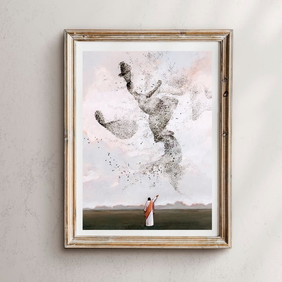 Christ With Starlings Poster, Jesus Art, Starling Murmuration for ...