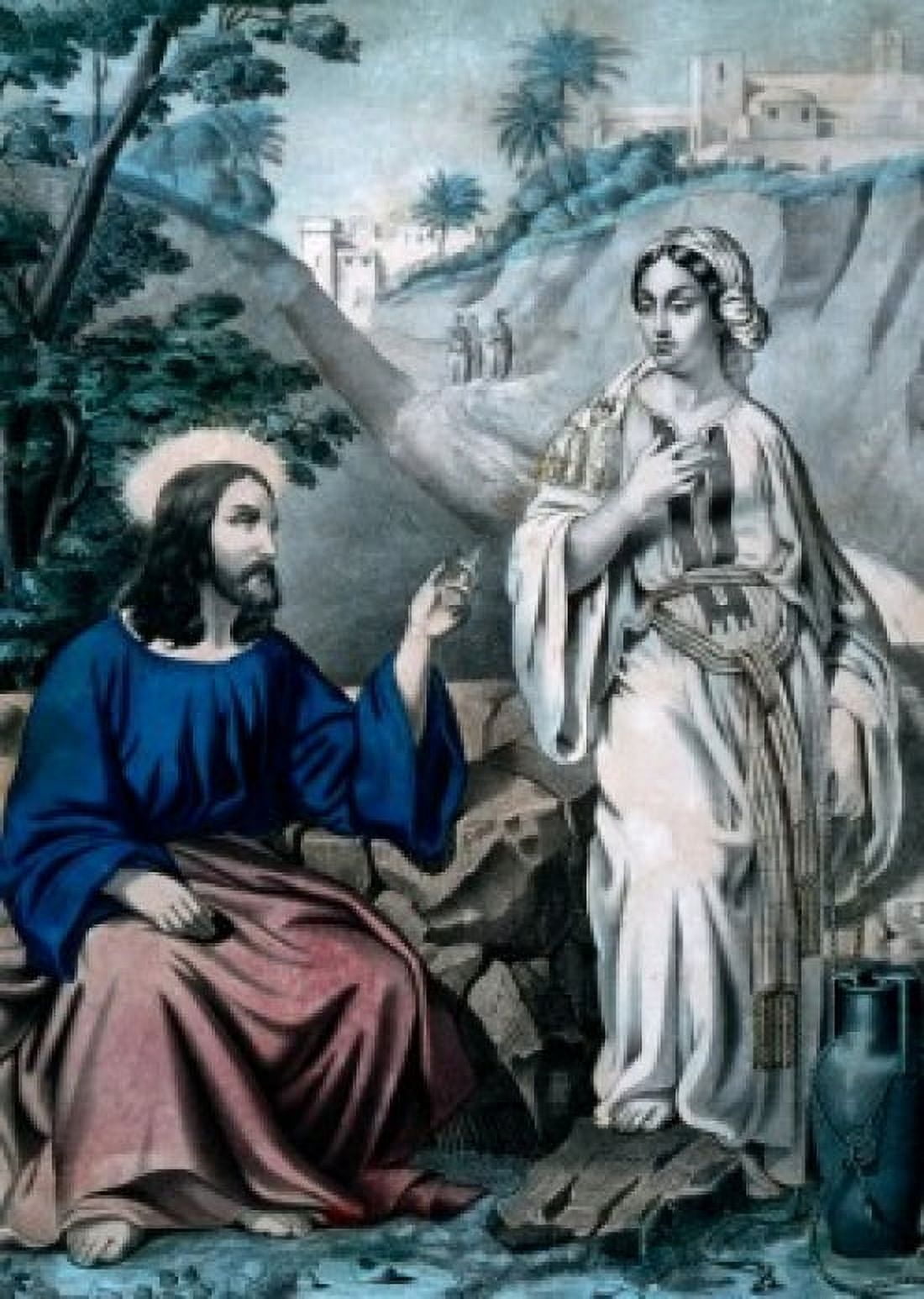 Christ and the Woman of Samaria at Jacobs Well Currier and Ives color lithograph 1857-1907 Washington DC Library of Congress Canvas Art - Currier and Ives (18 x 24)