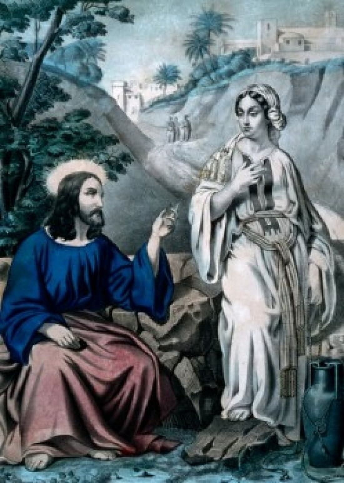 Christ and the Woman of Samaria at Jacobs Well Currier and Ives color lithograph 1857-1907 Washington DC Library of Congress Canvas Art - Currier and Ives (24 x 36)