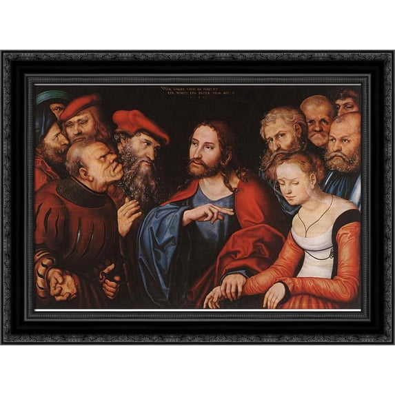 Christ and the Adulteress 24x19 Black Ornate Wood Framed Canvas Art by Cranach the Elder, Lucas