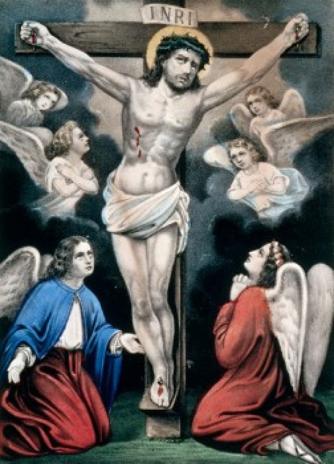 Christ and the Angels Currier and Ives color lithograph (1857-1907) Washington DC Library of Congress Canvas Art - Currier and Ives (18 x 24)