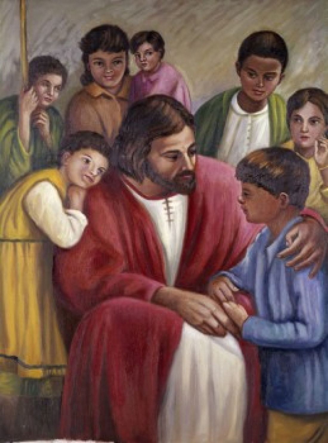 Christ and the Children of All Races Vittorio Bianchini (1797-1880 Italian) Canvas Art - Vittorio Bianchini (18 x 24)