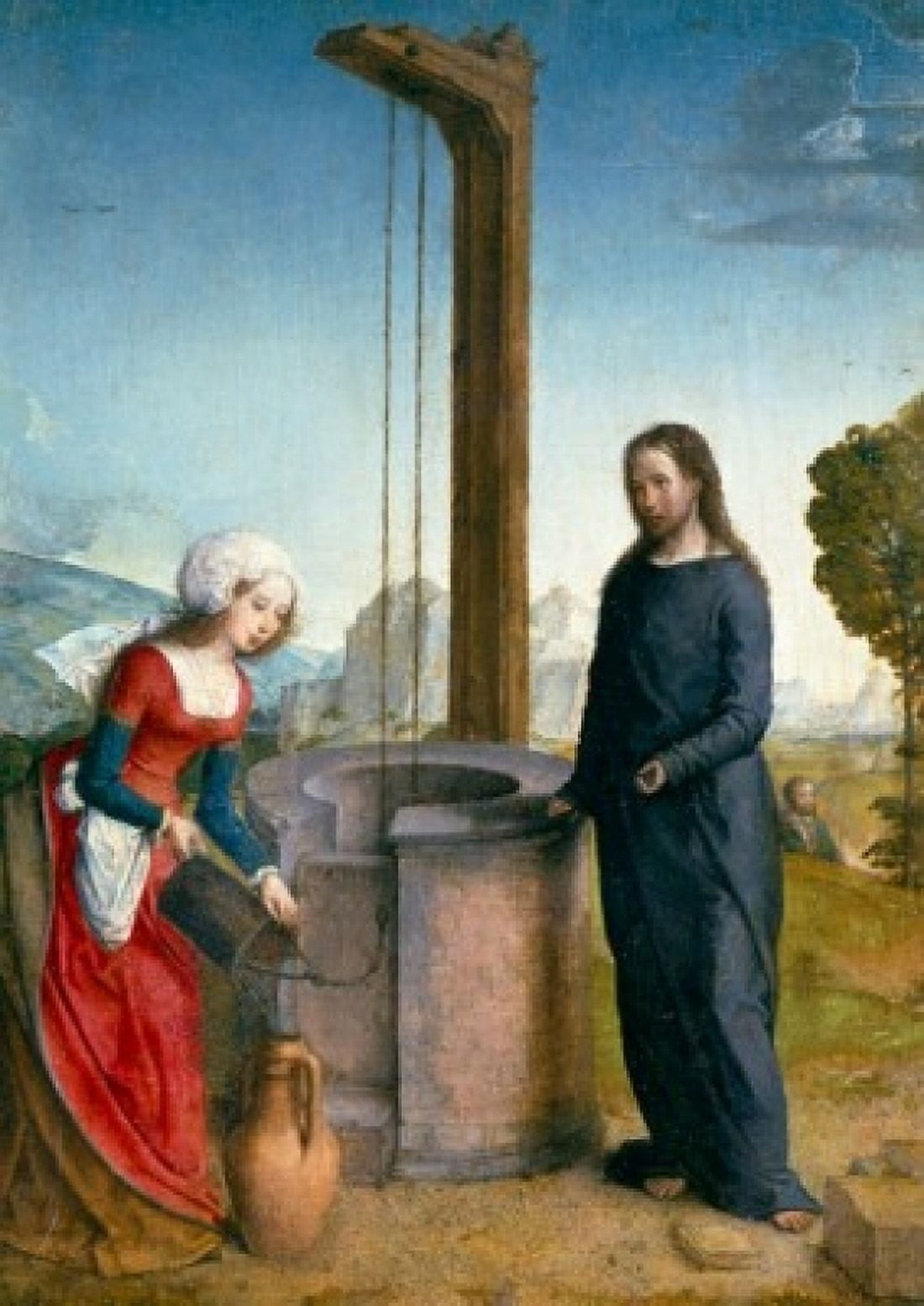 Christ and the Samaritan Woman by Juan de Flandes (1496-1519) Paris Musee du Louvre Canvas Art - Juan de Flandes (24 x 36)