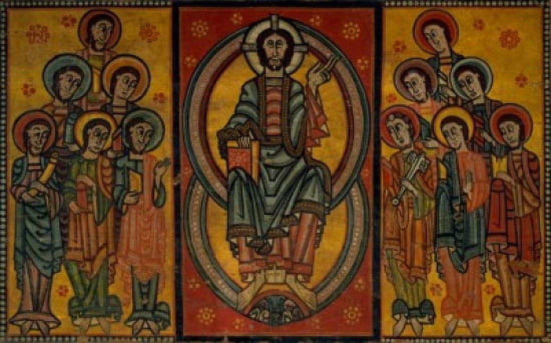Christ and the Twelve Apostles (Altarpiece) by artist unknown c 1100 Barcelona Museu Nacional dArt de Catalunya Canvas Art - (18 x 24)