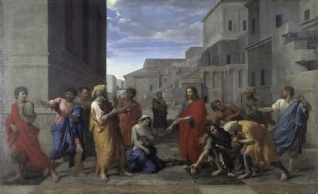 Christ and the Woman Taken in Adultery 1653 Nicolas Poussin (1594-1665 French) Musee du Louvre Paris France Canvas Art - Nicolas Poussin (24 x 36)