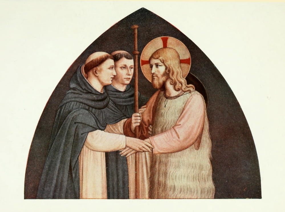 Christ as a Pilgrim met by two Dominicans Canvas Art - Fra Angelico (24 x 36)