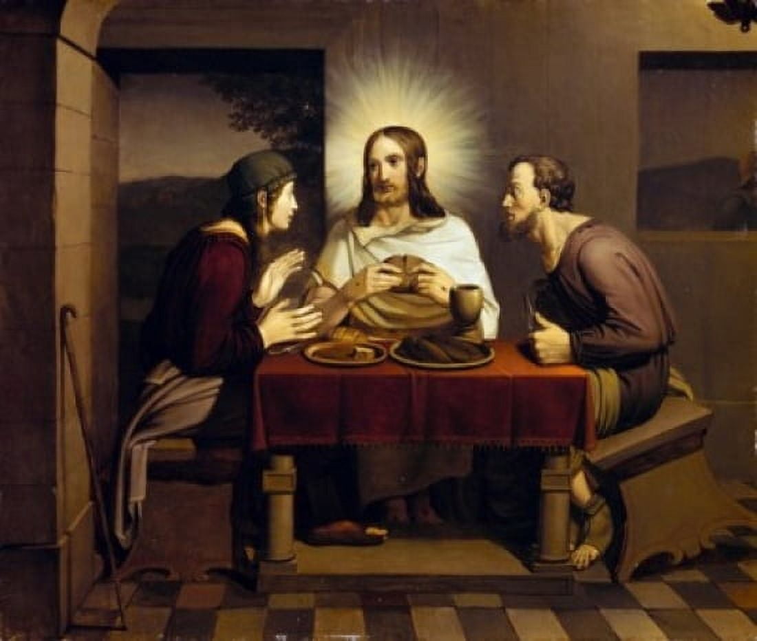 Christ at Emmaus by Johann Friedrich Overbeck (1789-1869) Germany Lubeck Saint Annes Museum Canvas Art - Johann Friedrich Overbeck (24 x 36)