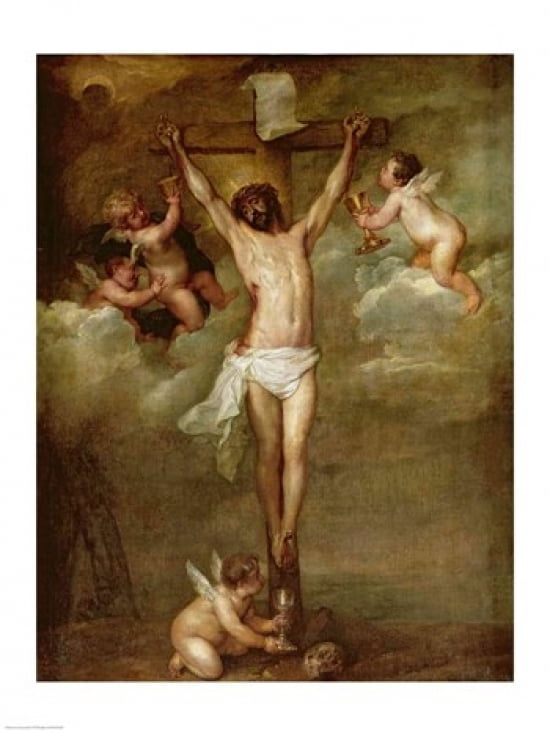 Christ attended by angels holding chalices Canvas Art - Peter Paul Rubens (24 x 36)