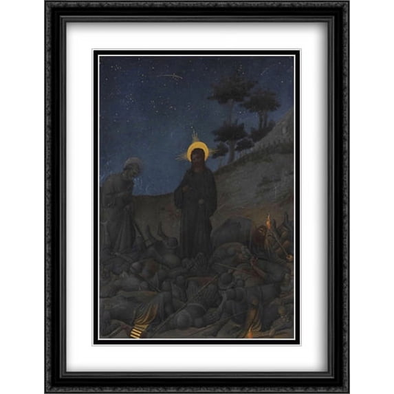 Christ in Gethsemane 2x Matted 28x36 Large Black Ornate Framed Art Print by Limbourg brothers