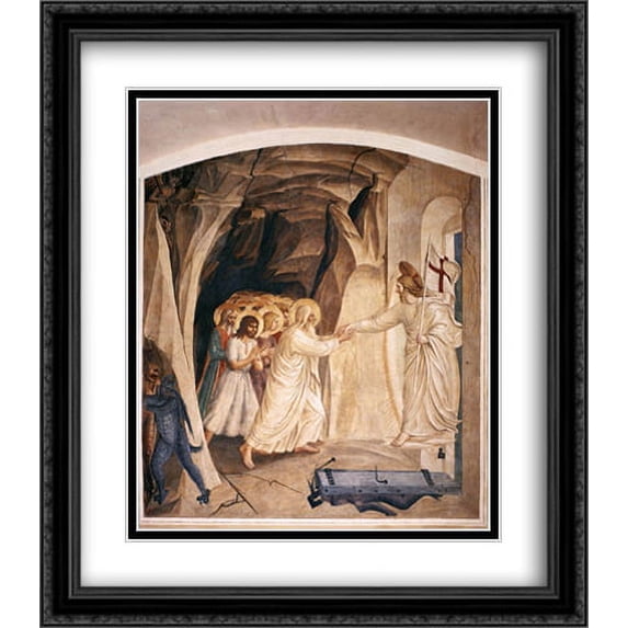 Christ in Limbo 2x Matted 28x32 Large Black Ornate Framed Art Print by Fra Angelico
