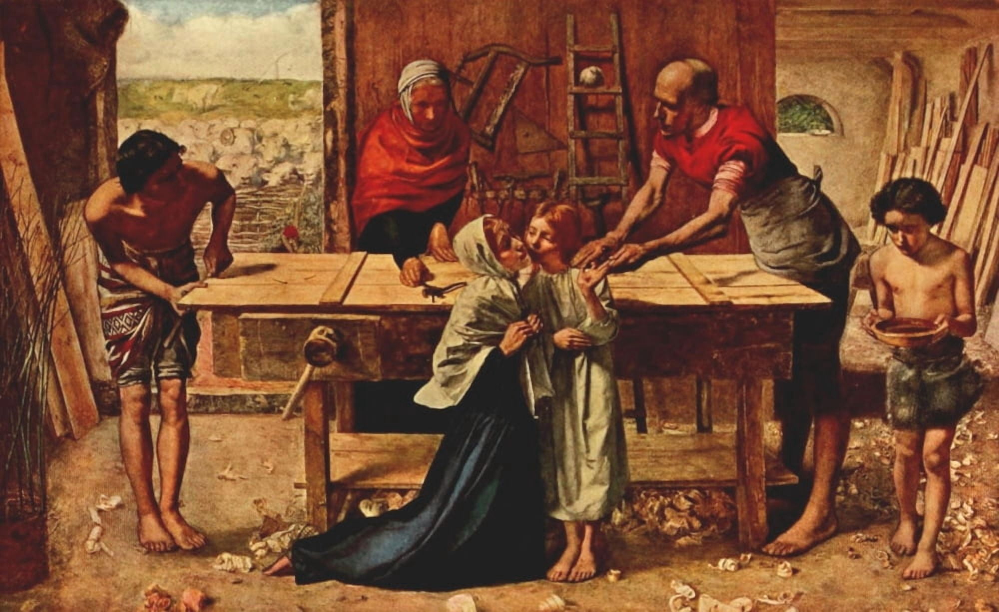 Christ in the Carpenters Shop British Painting 1933 Canvas Art - John E Millais (24 x 36)
