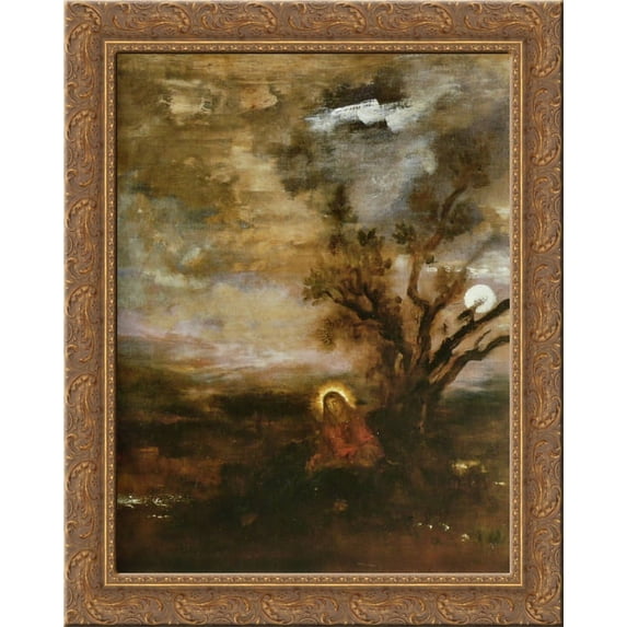 Christ in the Garden 20x24 Gold Ornate Wood Framed Canvas Art by Moreau, Gustave