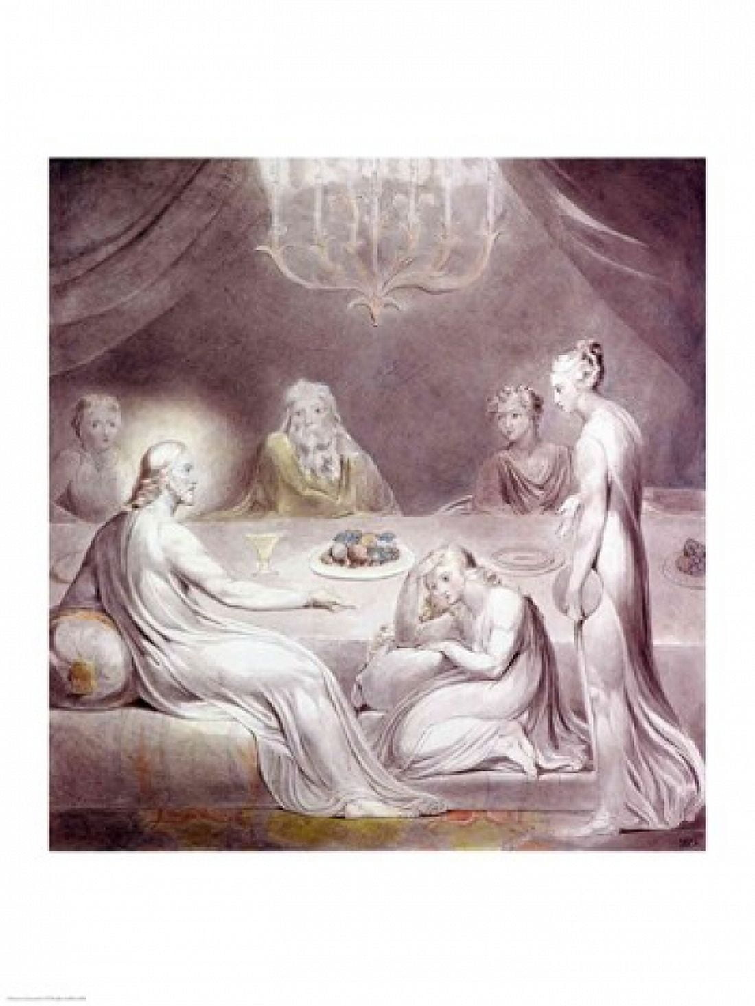 Christ in the House of Martha and Mary or The Penitent Magdalen Canvas Art - William Blake (18 x 24)