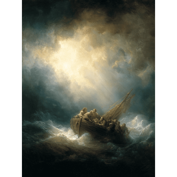 Christ in the Storm on the Sea of Galilee Canvas Painting Wall Art for Living Room Bedroom Office Dining Room Hallway Decor