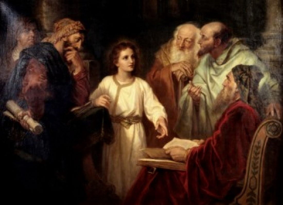 Christ in the Temple at 12 Heinrich Hoffmann (1824-1911 German) Canvas Art - Heinrich Hoffmann (24 x 36)
